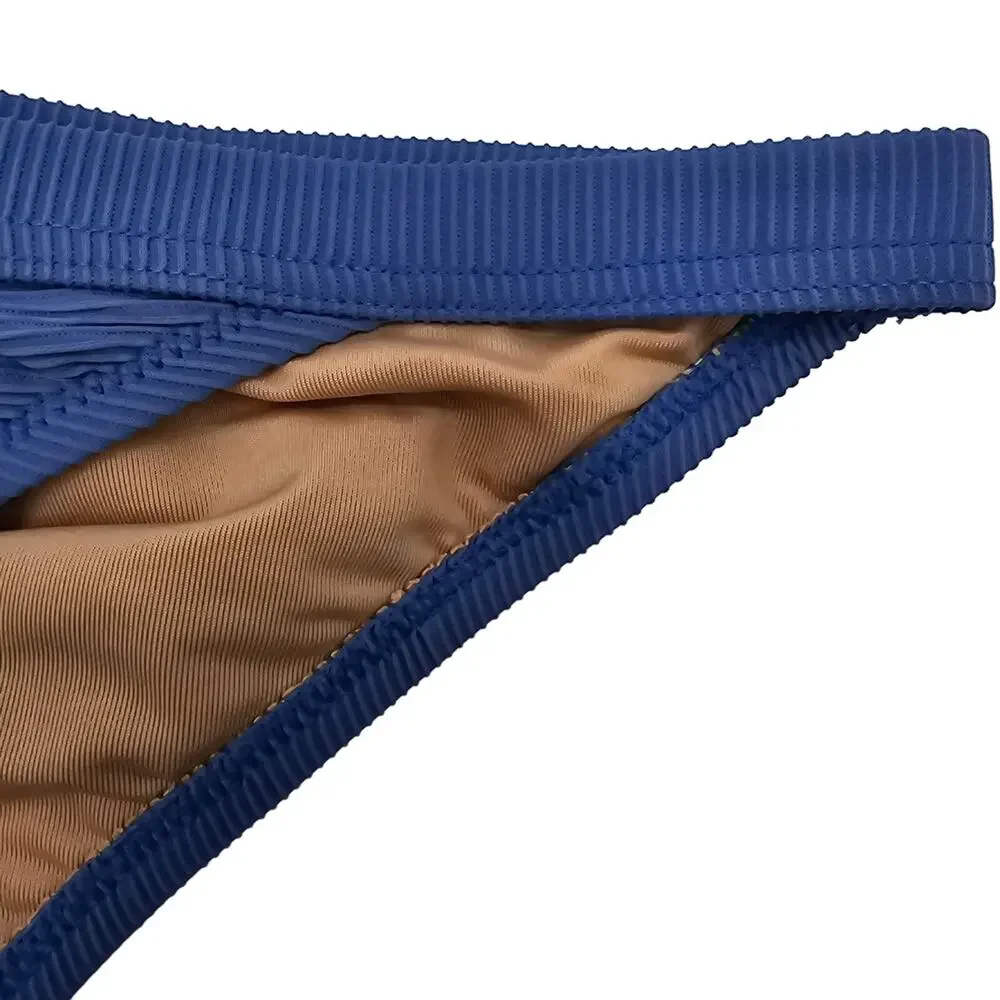 J. Crew Woman size XXL Ribbed Trim Hipster Full Coverage Bikini Bottoms Blue NEW